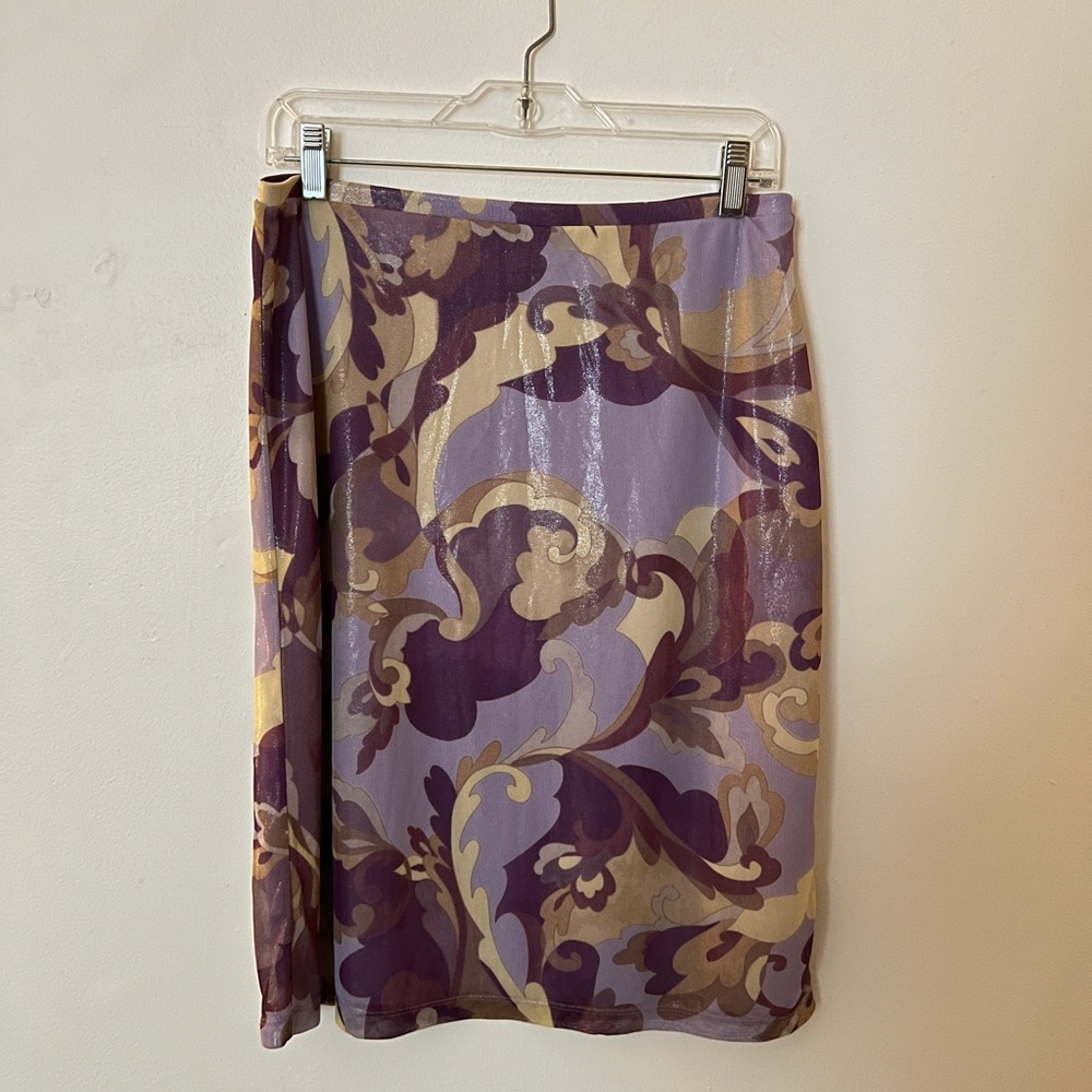 Pucci Style Purple Floral Midi Skirt